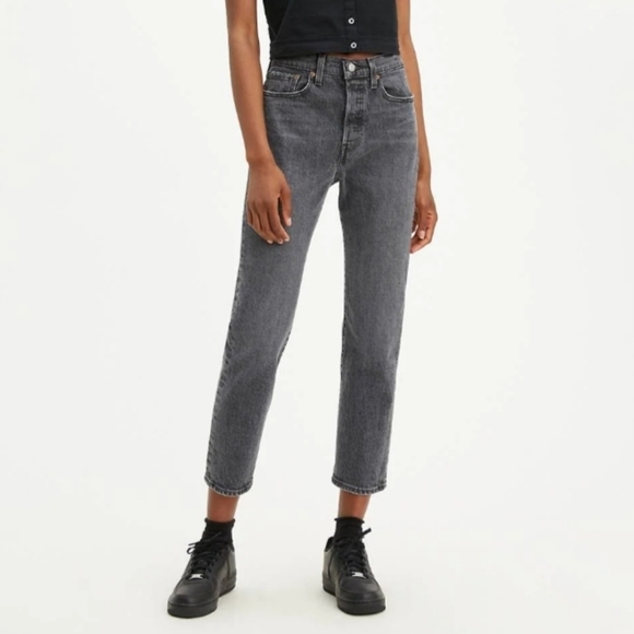 Levi's Wedgie Jeans Size 27 Grey Black EUC - Picture 1 of 6